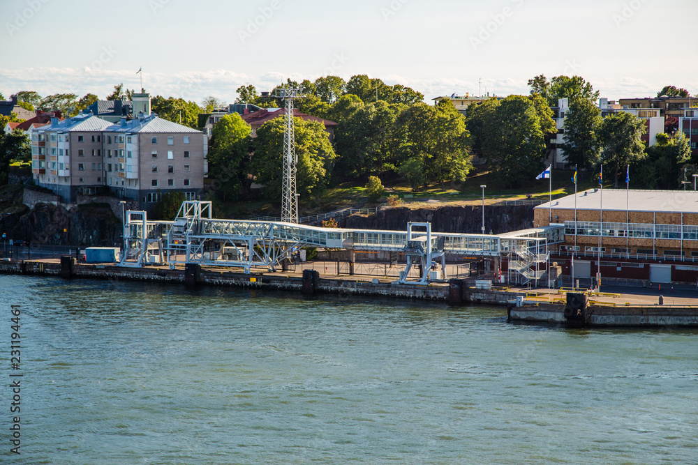 Obraz premium Terminal and gangways seen from the water side, Helsinki Finland