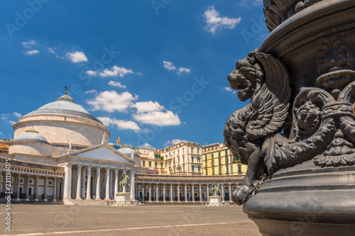 San Francesco di Paola church and Piazza del Plebiscito square, Naples, Italy.