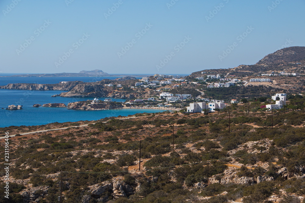 Panoramic view of the village Amopi on Karpathos in Greece
