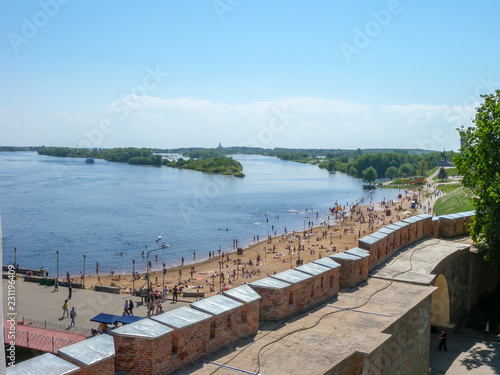 Veliky Novgorod. Volkhov river in summer