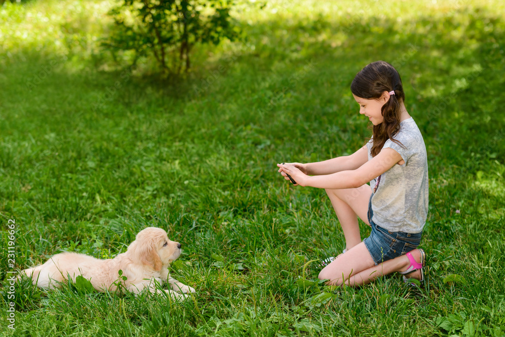 Fototapeta premium Taking a photo of dog