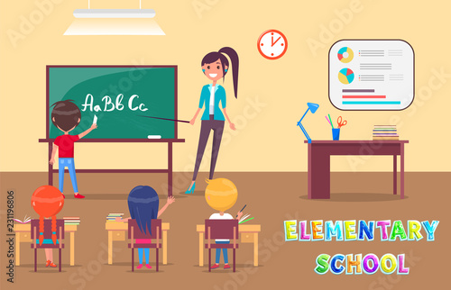 Elementary School Grammar Lesson in Classroom