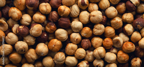 Canvastavla Peeled roasted hazelnut panorama.