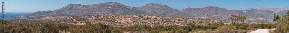 Panoramic view of the village Amopi on Karpathos in Greece
