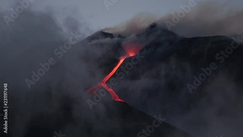 Volcano Etna eruption - Explosion and lava flow in Sicily