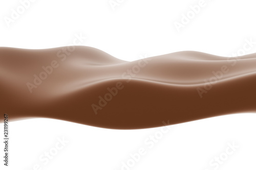 Flow of chocolate on white background