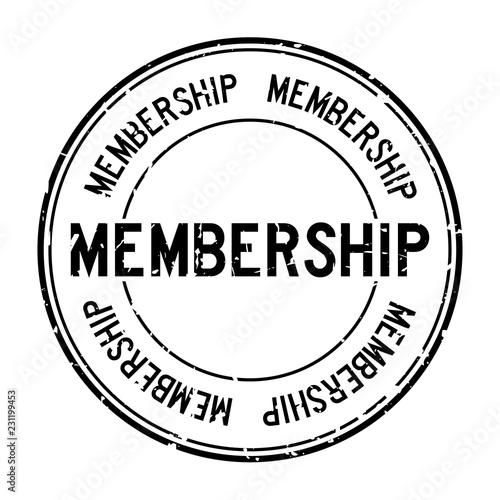 Grunge black membership word round rubber seal stamp on white background