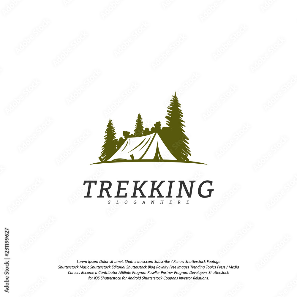 Camping vector logo template. Outdoor activity symbol logo