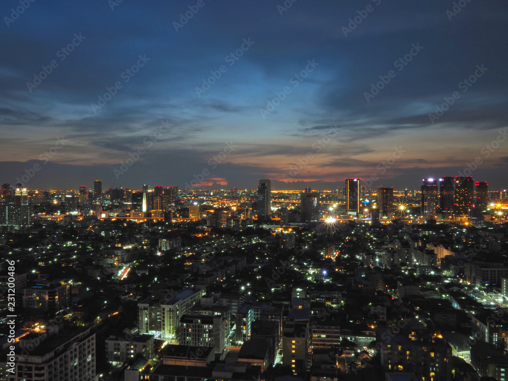 Naklejka premium Bangkok cityscape after sunset.