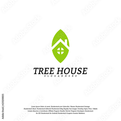 Tree House logo vector template. Leaf House logo