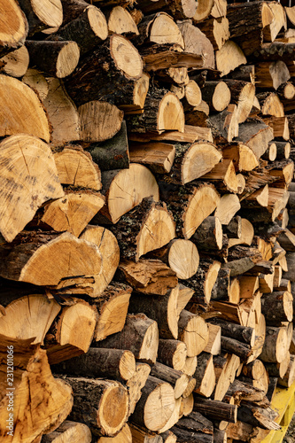 Wood logs pile pattern texture
