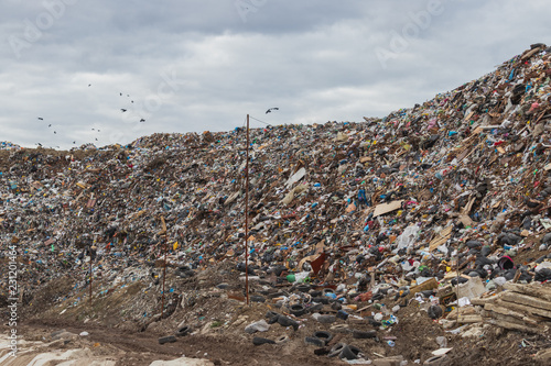 Garbage pile in trash dump or landfill. Pollution concept.