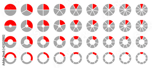 Set Pie Charts Grey/Red