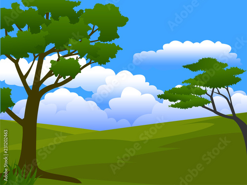landscape with tree and blue sky