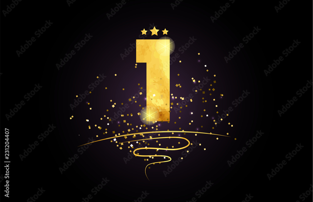 1 number icon design with golden star and glitter 1 number icon design with golden star and glitter