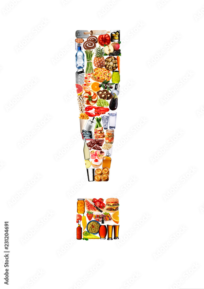 FOODFONT EXCLAMATION MARK ON WHITE