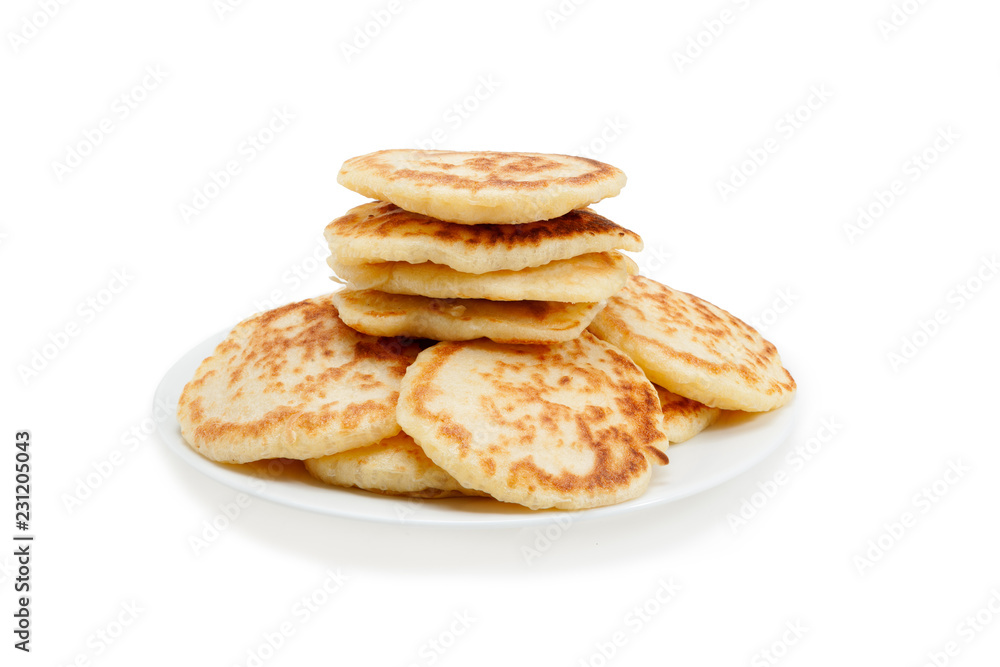 Stack of pancakes. Isolated at white background. Stack of pancakes. Isolated at white background.
