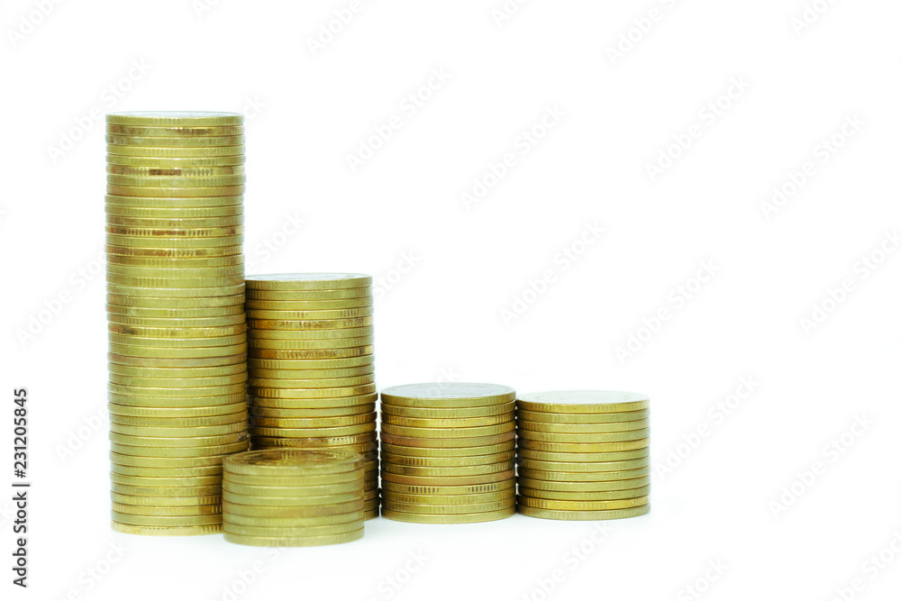 Stack gold coin on white background Stack gold coin on white background