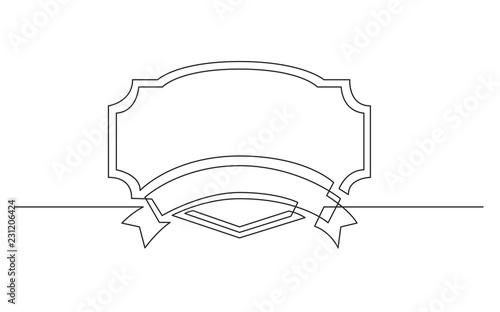 continuous line drawing of ribbon label