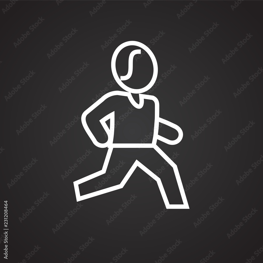 Jogging thin line on black background icon
