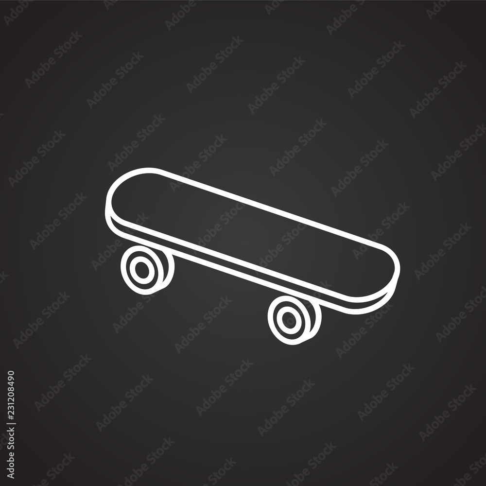 Skateboard thin line on black background icon