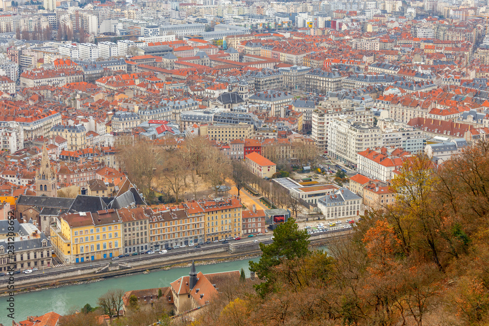 Grenoble. Aerial view of the city.