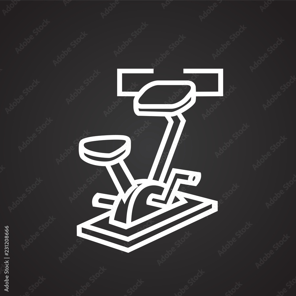 Cycling trainer thin line on black background icon Cycling trainer thin line on black background icon
