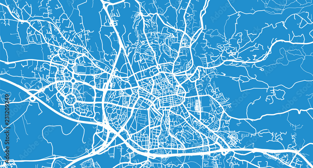 Urban vector city map of Aix en Provence, France