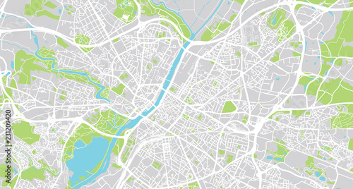 Urban vector city map of Angers, France
