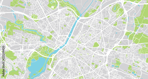 Urban vector city map of Angers, France