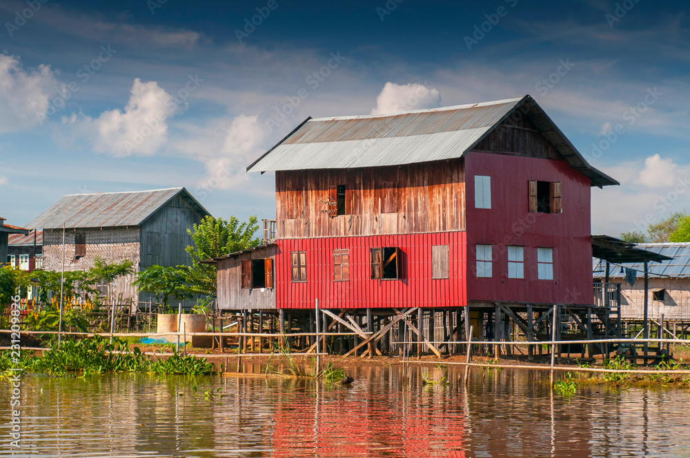 A house on bamboo sticks in Inle Lake, Myanmar (Burma). A house on bamboo sticks in Inle Lake, Myanmar (Burma).