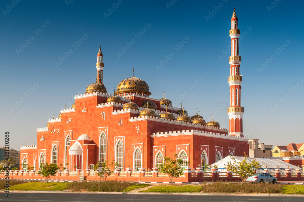 Al Salam Mosque in Al Barsha, Dubai, United Arab Emirates.