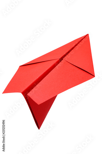 Red paper plane isolated on a white background - With Clipping Path