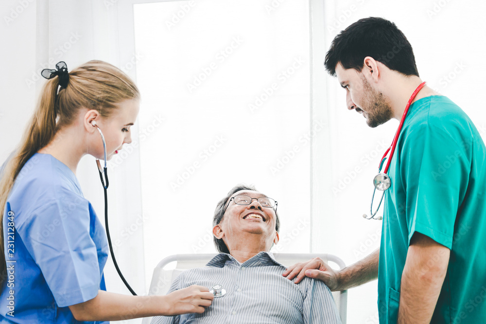 Fototapeta premium Doctor patient and nurse with stethoscope