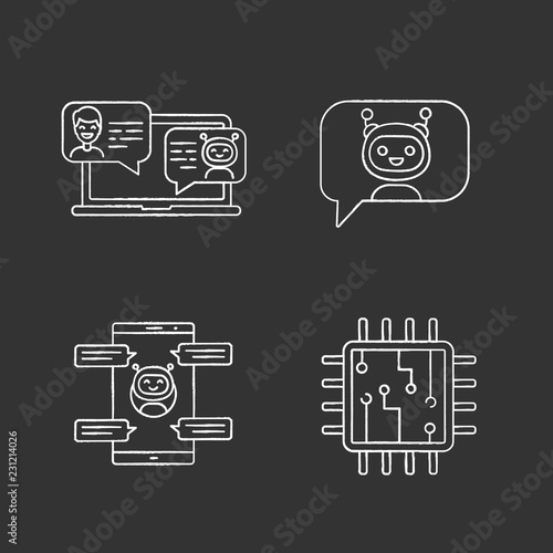 Chatbots chalk icons set