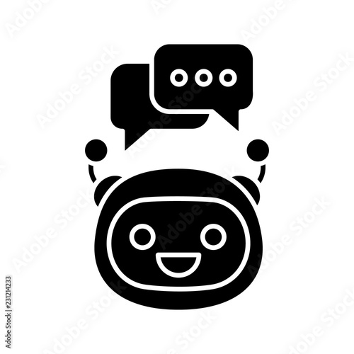 Chatbot with speech bubbles glyph icon