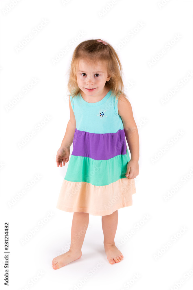 Little cute girl on white background Little cute girl on white background