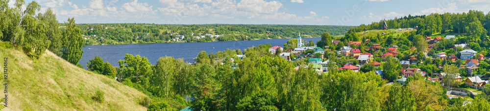 Volga river and the old Russian town Ples
