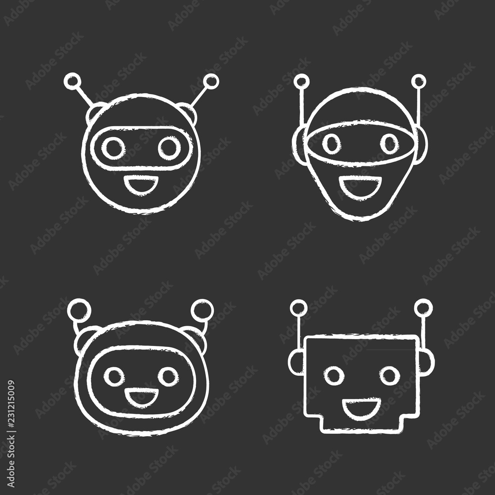 Chatbots chalk icons set Chatbots chalk icons set