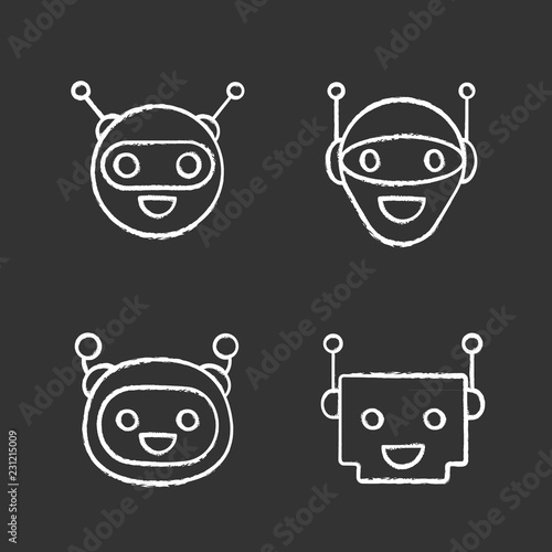 Chatbots chalk icons set