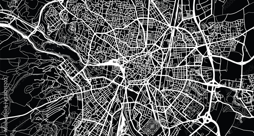 Fototapeta Urban vector city map of Dijon, France