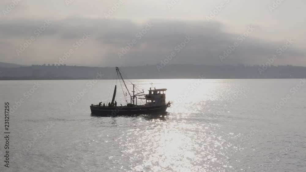 big boat and aerial view going over the sea big boat and aerial view going over the sea