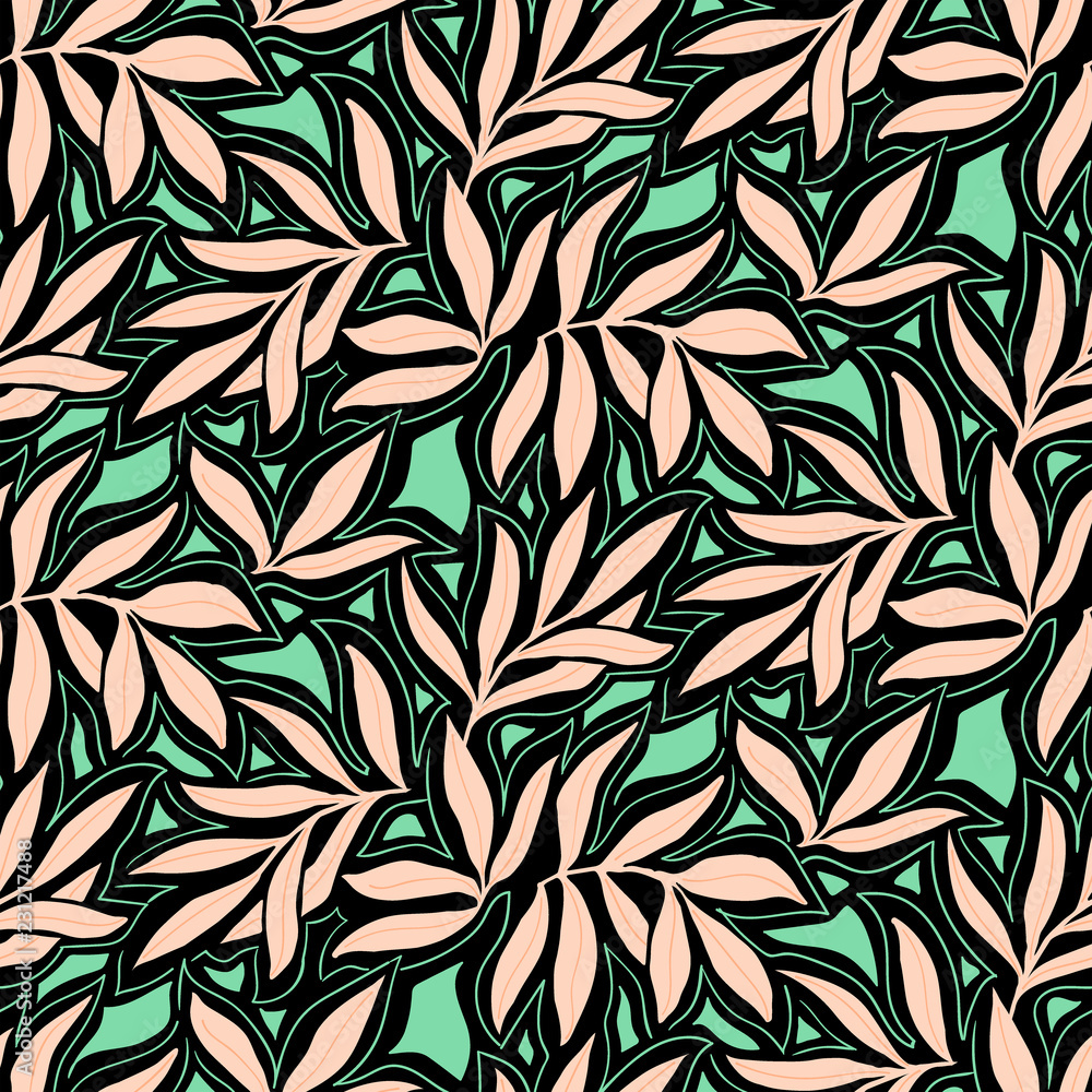 Vector seamless pattern with fall leaves. Elegant modern autumn background.