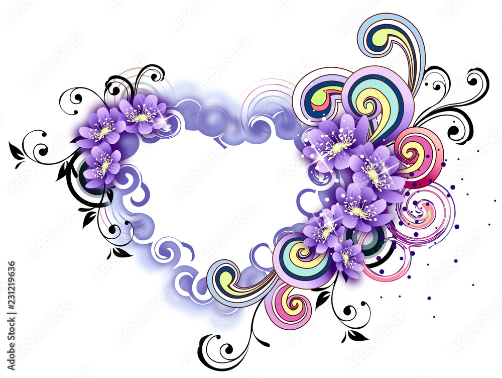 Heart shape with flora design Heart shape with flora design