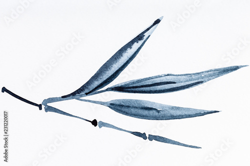 Obraz na płótnie bambusowa gałązka narysowana czarnymi akwarelami