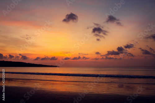 Sunset on the Jimbaran beach  Bali  Indonesia