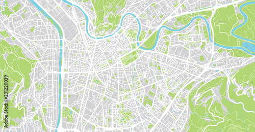 Urban vector city map of Grenoble, France