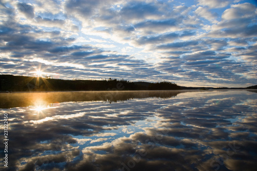 Sunrise on a lake in Labrador Cananda. photo