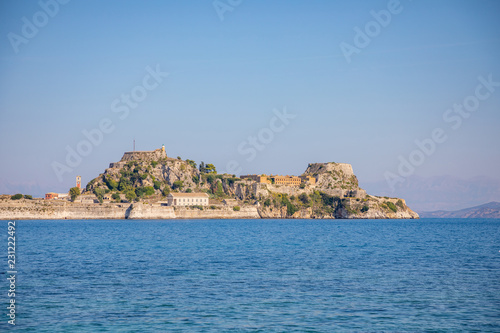Old Venetian fortress and Hellenic temple at Corfu, Ionian Islands in Greece