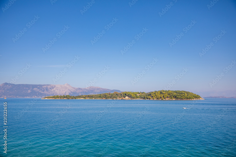 Small island Ptichia next to Corfu in Greece